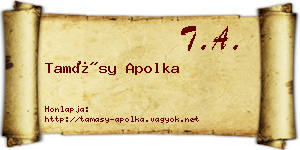 Tamásy Apolka névjegykártya
